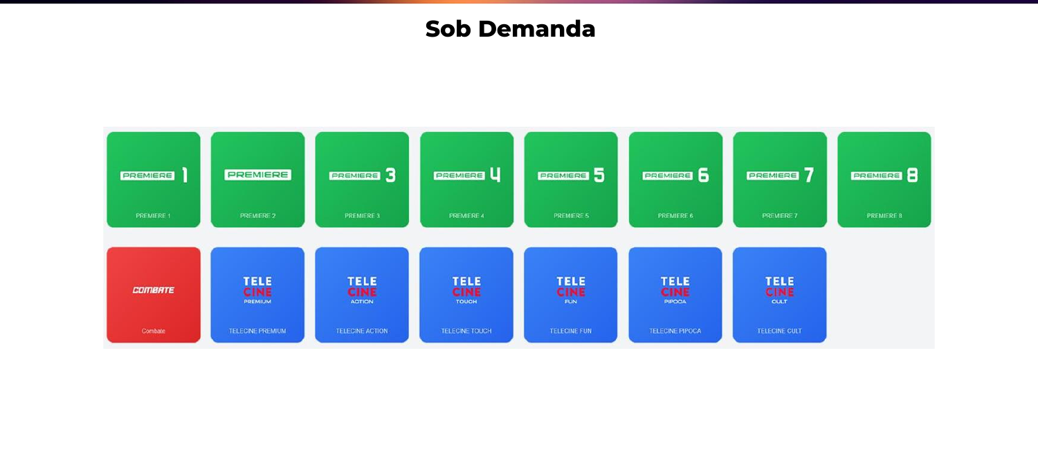 Canais Add-on: Premiere, Combate e Telecine